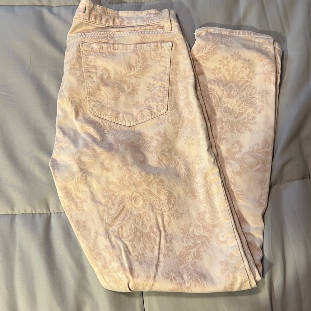 J brand Pink Blush Romantic Floral Midrise Skinny Stretch Capri Pants Size 29